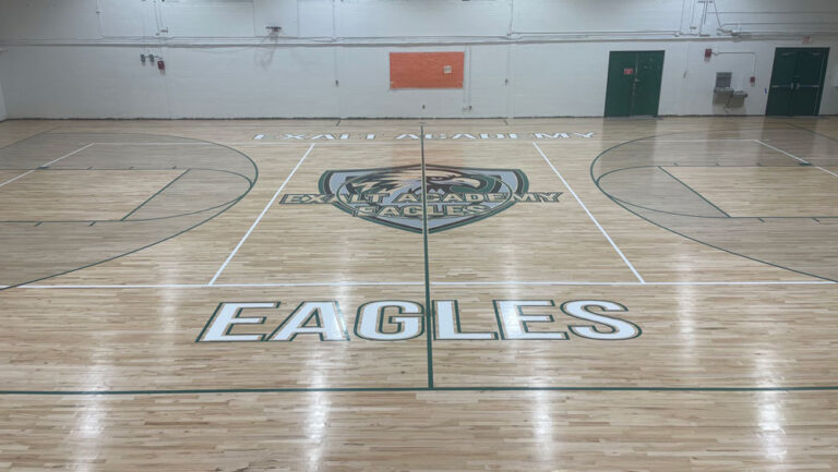 Exalt Academy of Little Rock, Arkansas basketball court refurbish